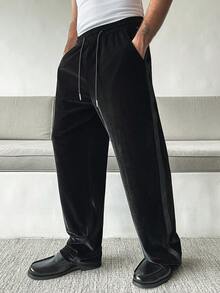HUEFORM 男士纯色休闲抽绳腰带口袋运动裤 - 黑色 - 查看 1