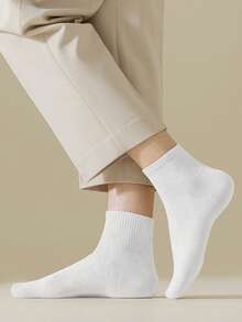 10 pares Calcetines de tobillo para deportes,blanco y negro para hombres, de moda, casuales, cómodos, a prueba de olores, para deportes al aire libre, correr, fitness,  negocios, ocio, vacaciones - Blanco - Ver 3