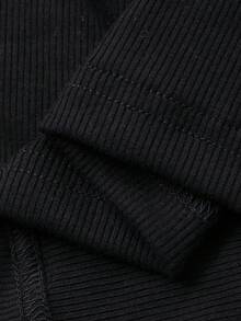 FRIFUL Áo thun nữ cổ tròn tay dài viền bèo nhún đa năng thường ngày - Xám - Xem 9