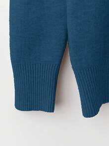 Franclia 女士修身圆领保暖长袖毛衣 - 藍色 - 查看 7