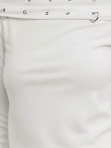 Nöista Off-Shoulder Top With Metal Hardware Detailing, Offering A Bold Alternative-Inspired Design Suitable For Women's Spring Break Outfits Outfits; A Striking Piece That Works For Casual Business Looks, Modern Formal Styling, Elevated Everyday Wear, Festive Birthday Outfits For Women Clothes Dressing And Refined Valentine's Day. - White - View 6