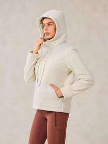 OutZeal Veste d'hiver thermique pour femmes en polaire, manches longues, capuche, zip, poches, idéale pour le camping, la randonnée et les activités de plein air en hiver - Blanc - Voir 10