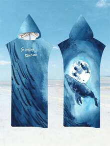 SHEIN 一件装速干冲浪斗篷换衣浴袍连帽衫，成人男女通用，可穿戴沙滩巾，超细纤维材质，适合游泳、沙滩冲浪、潜水、居家、温泉沐浴等场合。 - 彩色 - 查看 38