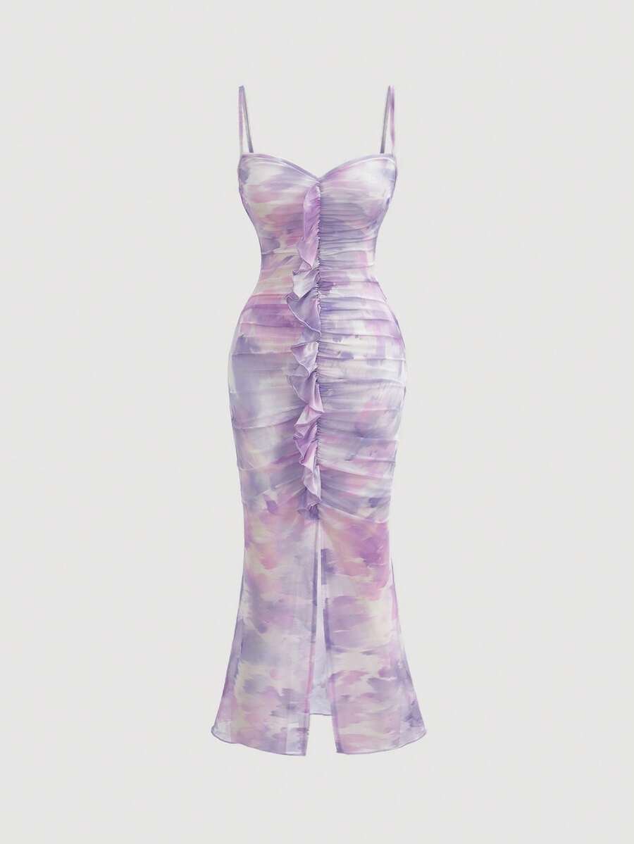 SHEIN MOD Purple Ombre Romantic & Elegant Women's Cami Dress,Lavender Dress - Purple - View 1