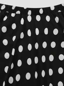 SHEIN LUNE Jupe longue en mousseline de soie à taille élastique avec imprimé pois, pour la mode grande taille d'été, jupe maxi pour le Thanksgiving