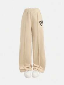 SHEIN Girlism 青少年女孩两件套休闲装 - 宽松圆领针织上衣，带有图案印花和宽松短裤，适合日常穿着、返校、假期、家庭户外活动、春季野餐和各种场合