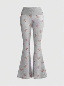 ROMWE J-Fashion 可爱小鹿刺绣蕾丝上衣搭配小鹿印花喇叭裤，秋冬装扮 - 淺灰色 - 查看 5