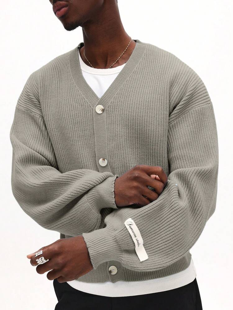 V-Neck Button Up Knitted Cardigan With Pockets