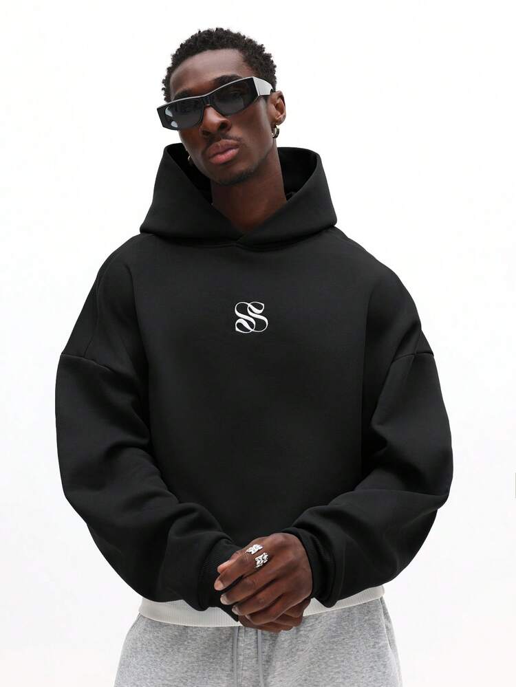 SUMWON Moletom Casual de Ombro Caído com Logo Bordado de Chicago e Caimento Oversized para Uso Diário