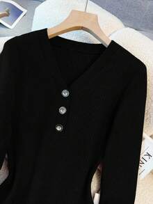 Franclia 新款秋冬法式束腰鱼尾针织连衣裙 - 黑色 - 查看 4