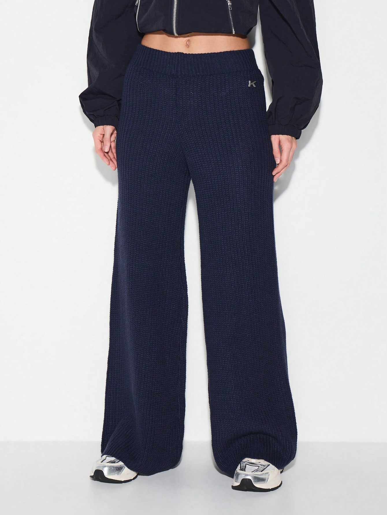 KIZN Chunky Knit Wide Leg Palazzo Trousers