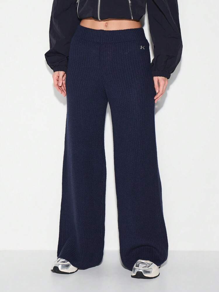 KIZN Chunky Knit Wide Leg Palazzo Trousers