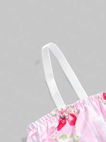 ROMWE Kawaii 2件套加大码甜美可爱草莓花卉印花文胸套装 - 彩色 - 查看 6