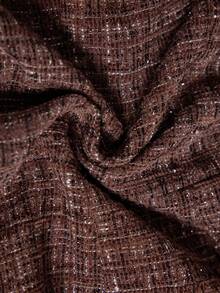 Elaquor Plus Size Women Plaid Tweed Two Piece Set,Double-Breasted Sleeveless Jacket & Mini Skirt,Burgundy,Summer,Elegant,Office,Back-To-School Blazer Vest Set - Coffee Brown - View 6