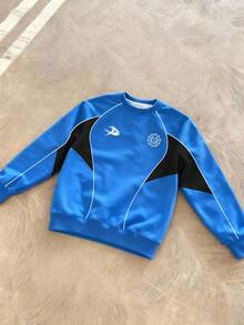 Manfinity Campus Court 男士撞色印花圆领休闲长袖套头卫衣 - 彩色 - 查看 8