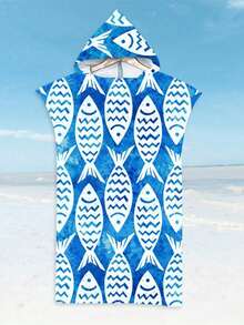 SHEIN 一件装速干冲浪斗篷换衣浴袍连帽衫，成人男女通用，可穿戴沙滩巾，超细纤维材质，适合游泳、沙滩冲浪、潜水、居家、温泉沐浴等场合。 - 彩色 - 查看 22
