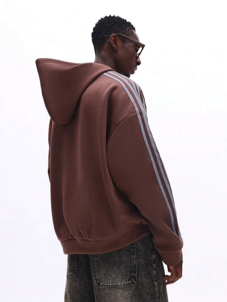 Boxy Hoodie With Horizontal Stripes