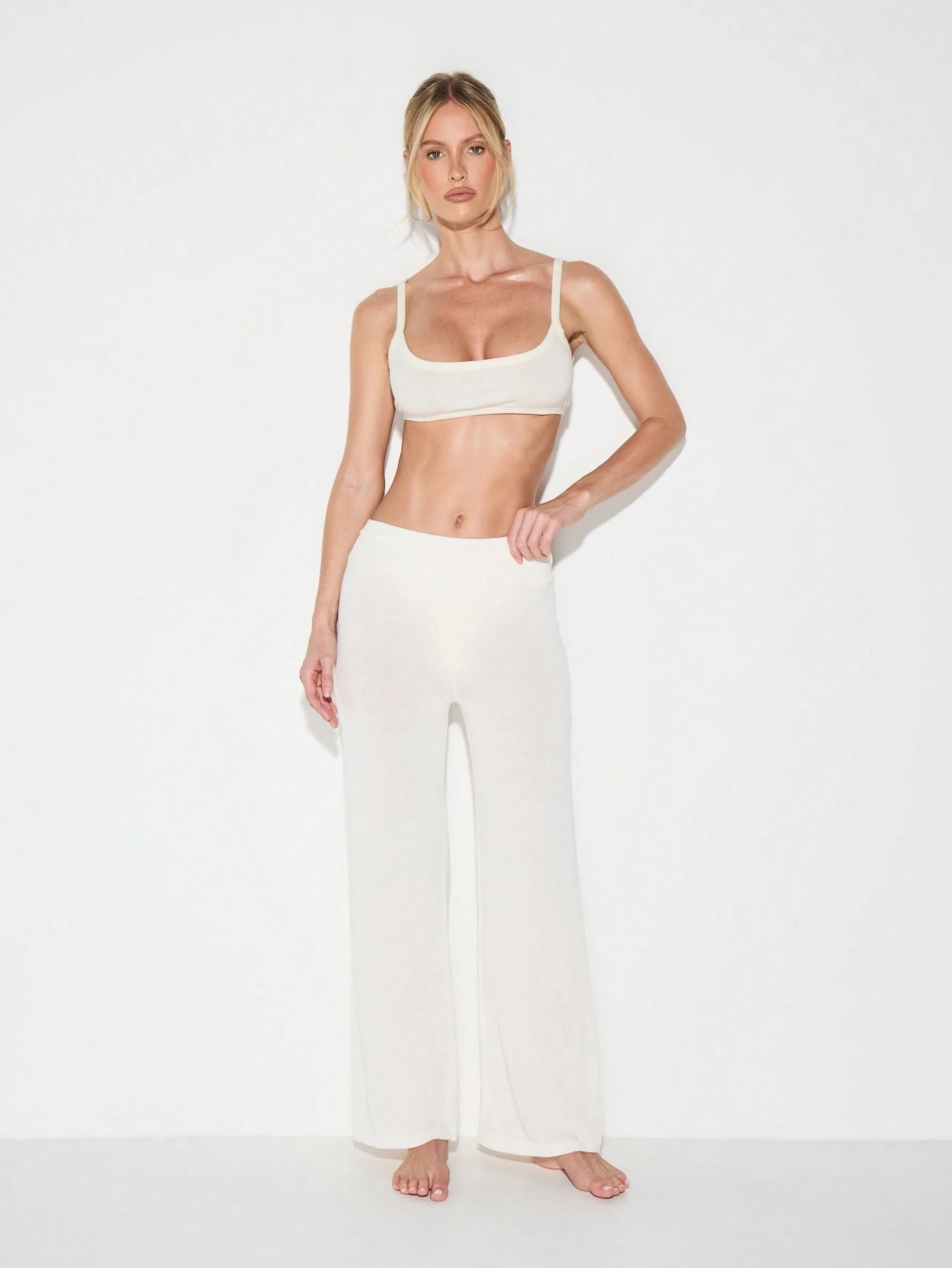 KIZN Wide Leg High Rise Flare Trousers