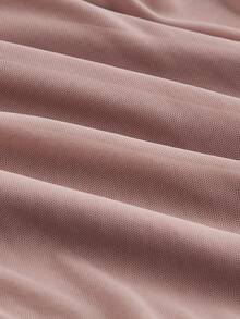 SHEIN MOD Vestido de tirantes fruncido bajo cruzado de malla - Rosa vieja - Ver 3