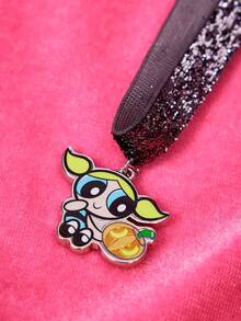 THE POWERPUFF GIRLS X SHEIN 1 chiếc vòng cổ lấp lánh họa tiết bong bóng Halloween dễ thương màu đen, thời trang, rất hấp dẫn, thích hợp cho tiệc tùng, hòa nhạc/lễ hội - Màu Đen Súng - Xem 4