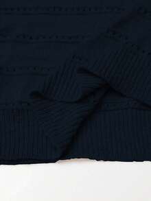 SHEIN CURVE+ 大码女式套头毛衣，宽松圆领针织衫，休闲舒适风格，适合秋冬季、万圣节、圣诞节、返校季穿着。 - 寶藍色 - 查看 9