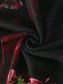 SHEIN MOD Đầm slip lưới in hoa màu đỏ, trang phục đi du lịch biển cho nữ, đầm, đầm thanh lịch, đầm dạ hội, đầm đỏ cho nữ, đầm hẹn hò. - màu đen - Xem 4