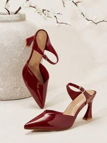SHUZIA Women's Fashionable Slip-On High Heel Pumps - Burgundy - View 3
