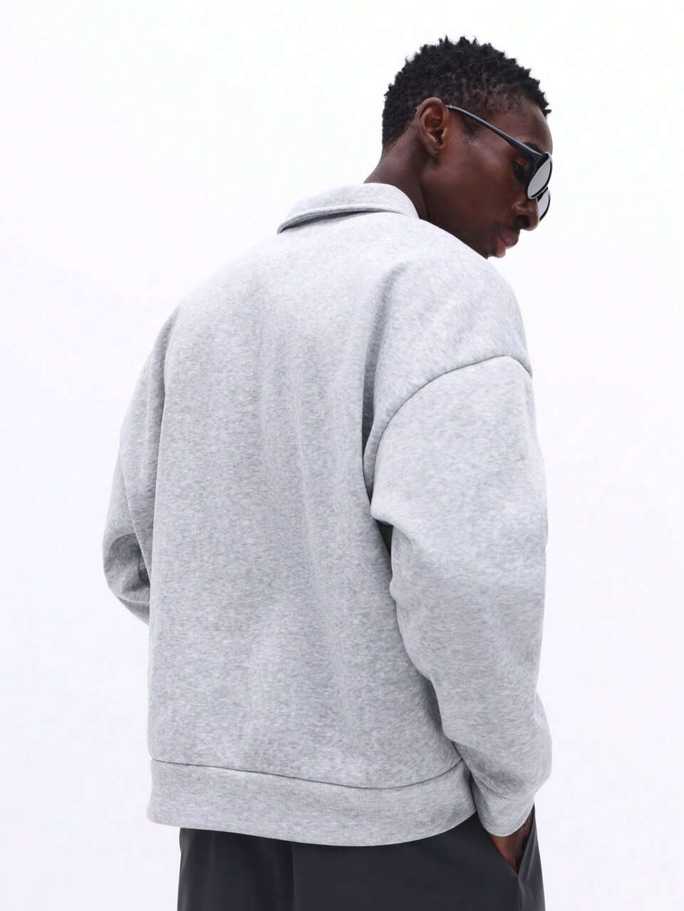 SUMWON Langarm Polokragen Sweatshirt mit kleinem rundem Logo Branding, Lässig Knopfleiste, Regular Fit, unifarben
