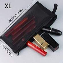 网状化妆包，带拉链，日常或旅行收纳小物件，半透明网状经典便携旅行包，化妆旅行洗漱包，透明必备品收纳包，拉链配件美甲包 - 彩色 - 查看 3