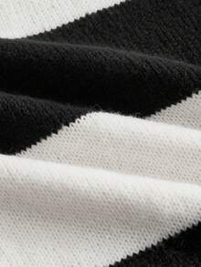 SWAVVY Suéter polo de manga larga con rayas blancas y elegante para hombres - Blanco y Negro - Ver 6