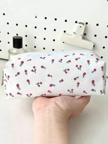 Túi dây rút họa tiết hoa 2 trong 1: Túi đựng mỹ phẩm & Hộp bút học sinh, Túi mỹ phẩm chống thấm nước dễ thương, thẩm mỹ cho trường học, du lịch, phòng tập thể dục | Túi đựng đồ dùng vệ sinh cá nhân và đồ dùng học tập di động - màu tím - Xem 5