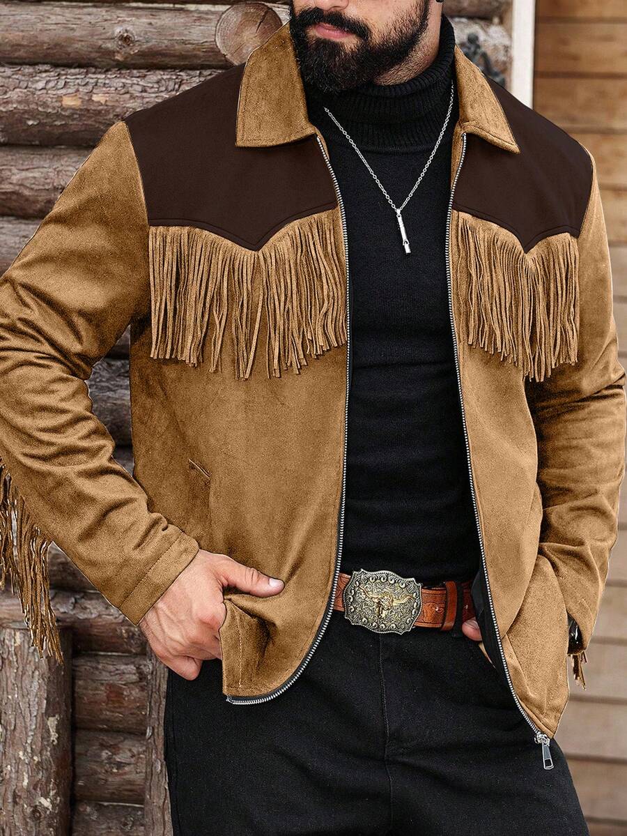 Manfinity Nomadique Men's Solid Color Long Sleeve Thermal Lined Single Breasted Casual Loose Jacket, Autumn Mens Country Concert Outfit Rodeo Outfits For Men - Multicolor - View 1