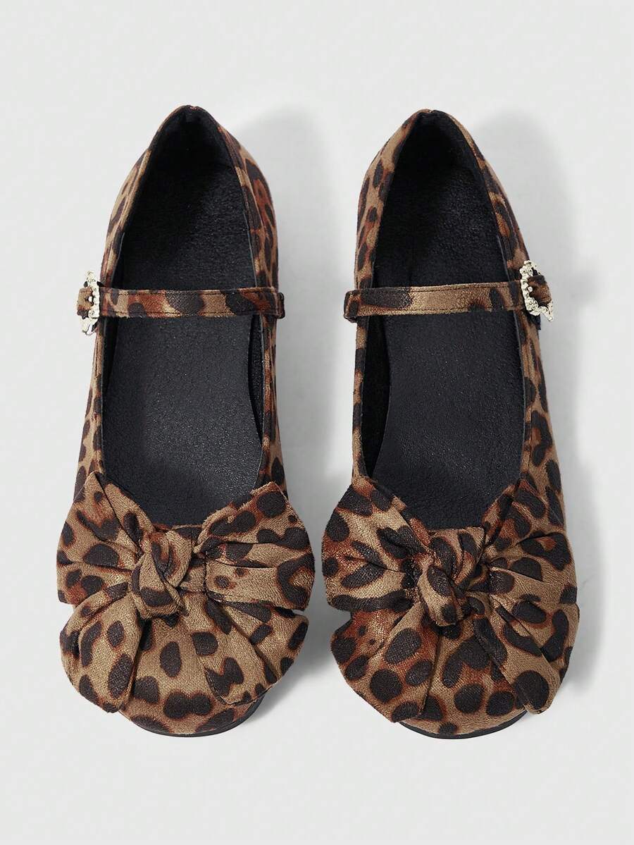 ROMWE Kawaii Women's Leopard Print Bow Buckle Design Casual Loafers For Christmas - Multicolor - View 1