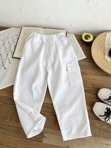 LMoss Kids Young BoyLoose Fit White Denim Tapered Pants