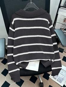 Qadelle Women's Casual Loose Striped Sweater, Autumn/Winter - Multicolor - View 2