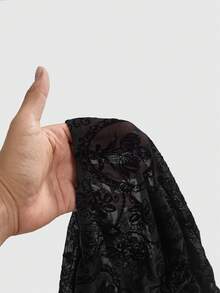 ROMWE J-Fashion 女士优雅露肩喇叭袖蕾丝紧身衣 - 黑色 - 查看 5