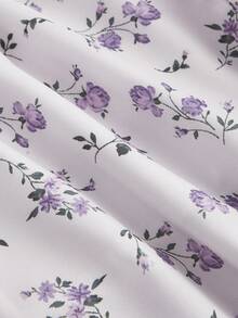 SHEIN MOD Square Neck Lace Front Panel Gathered Back Tie Floral Dress, Party Dress, Brunch Dress, Vacation Dress, Banquet Dress, Valentine's Day Dress, New Year's Dress,Beach Vacation Outfits - Multicolor - View 4