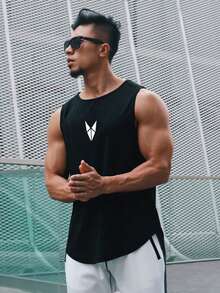 Manfinity Sport Corelite 男士几何图案休闲夏季运动背心篮球服男士“我爱我的男朋友”图案男士T恤男士慢跑裤