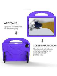 1pc Purple Thumb Grip Stand, High Quality EVA Material Shock & Drop Proof Tablet Protective Case - Purple - View 5