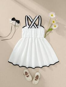 Souflis Souflis Váy đầm ren trắng thanh lịch kiểu Pháp cổ điển mới cho bé gái, thích hợp mặc đi học, đi chơi, dự tiệc và nhiều dịp khác nhau, váy cho bé gái - trắng - Xem 4