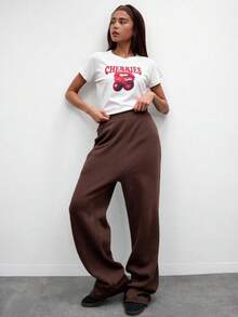 Playera Mujer Casual Moda Estampado Gráfico Cerezas Tela Suave Ajustado Cuello Redondo Manga Corta Primavera Verano Diario Tshirt - Blanco - Ver 3