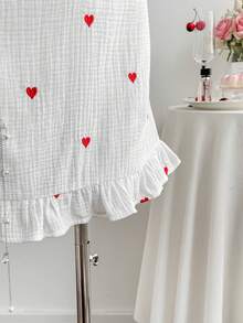 Comfortcana 女士休闲爱心刺绣吊带迷你连衣裙，夏季 - 紅色 - 查看 5