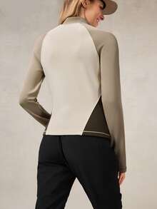 OutZeal 女士冬季保暖户外长袖T恤，适合徒步露营，保暖内衬，前半拉链，立领设计，带拇指孔 - 彩色 - 查看 7