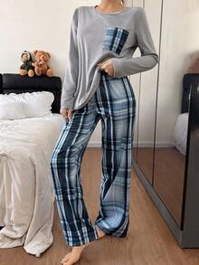 Dream Adore 休闲格子印花女士长袖睡衣套装 - 彩色 - 查看 3