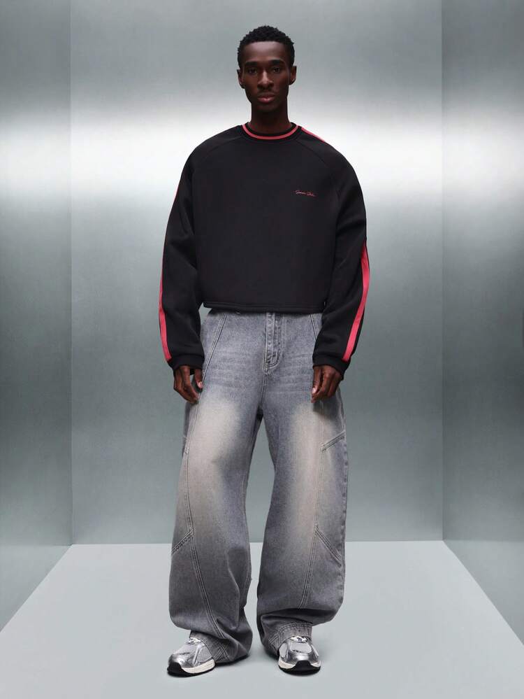 PLAYBOY X SUMWON Black Crop Sweatshirt With Red Logo Detail