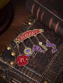 HARRY POTTER X SHEIN 1pc Fashionable Women's Cute Cartoon Series Brooch, Lightweight Luxury Niche, Casual Stylish, Suitable For Party, Concert/Festival - Gold - View 4