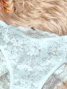 女士无缝蕾丝边透明性感丁字裤