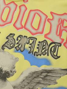 ROMWE MEN Spring Casual Graphic Men'S Angel Letter Print Crew Neck Long Sleeve T-Shirt, Loose Fit - Yellow - View 7