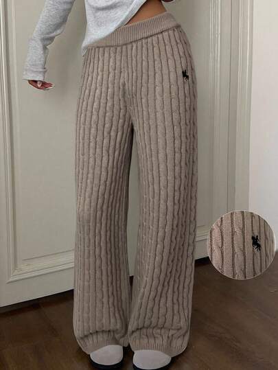 CovetEZ 女士纯色高腰舒适透气休闲针织直筒裤