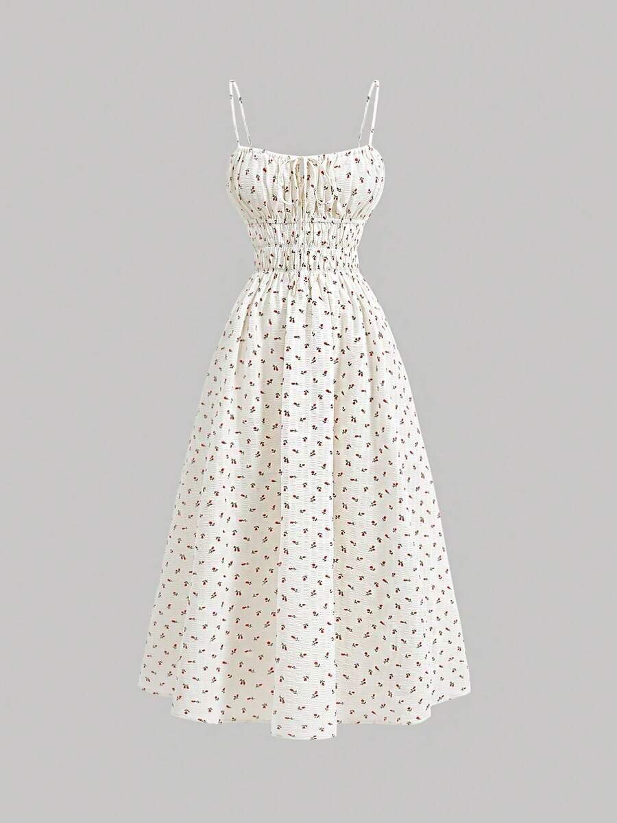 SHEIN MOD 印花拉皺胸a字裙